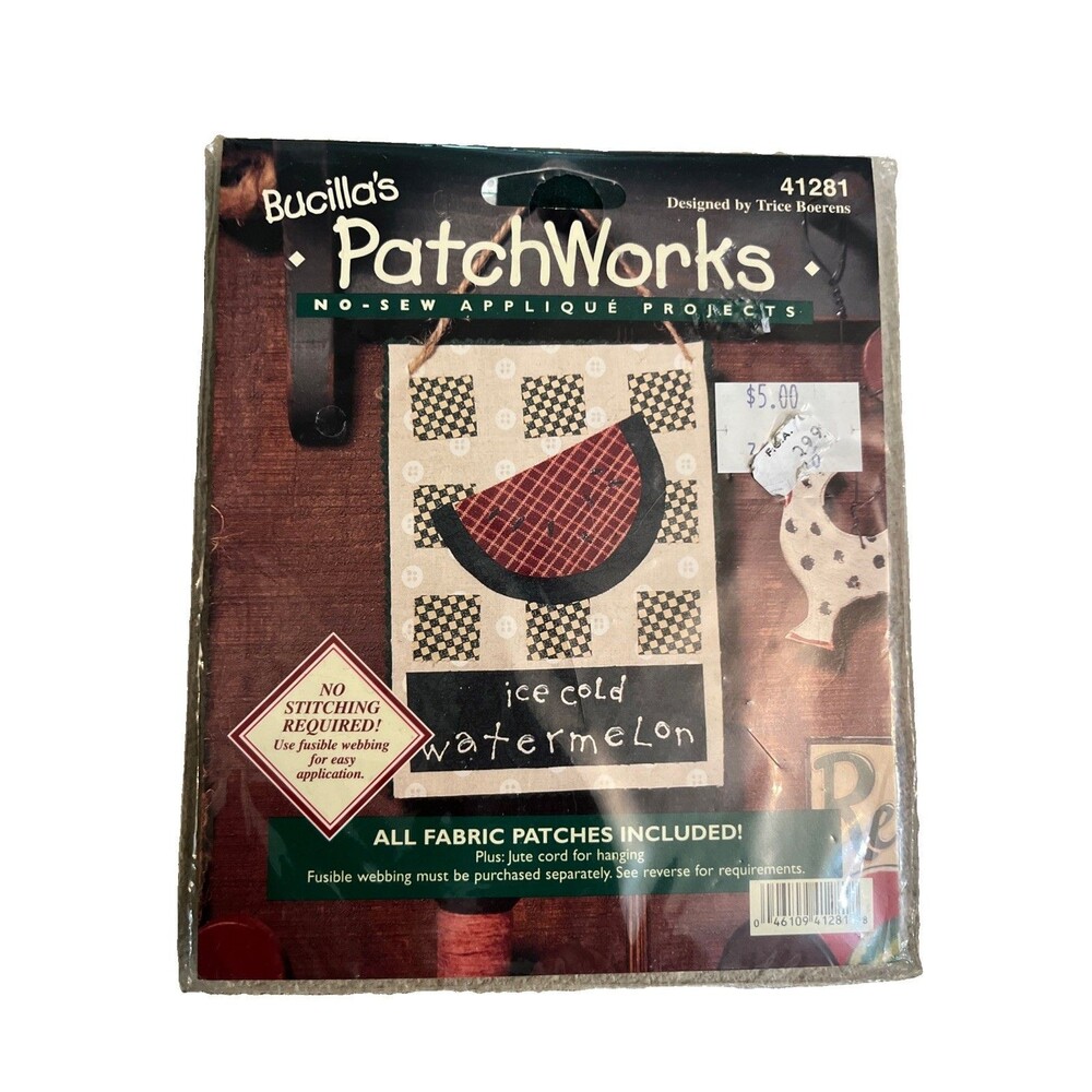 Bucilla Patchworks Ice Cold Watermelon Fabric Applique Kit Folk Art #41281 NEW